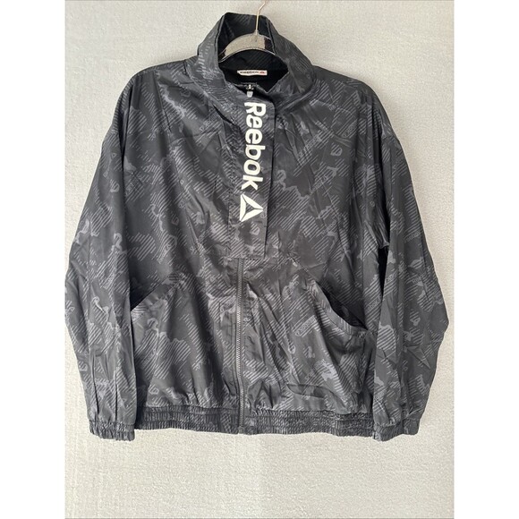 Women’s Reebok Windbreaker L Zip up Black Mesh Interior Worn Once - Picture 1 of 8